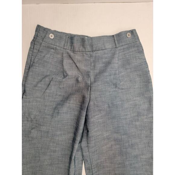 Nanette Lepore Pants Womens XL Wide Leg Culottes Gaucho Chambray Elastic Waist - Picture 3 of 10